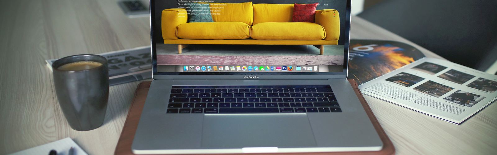 A finished site running on a laptop at a desk