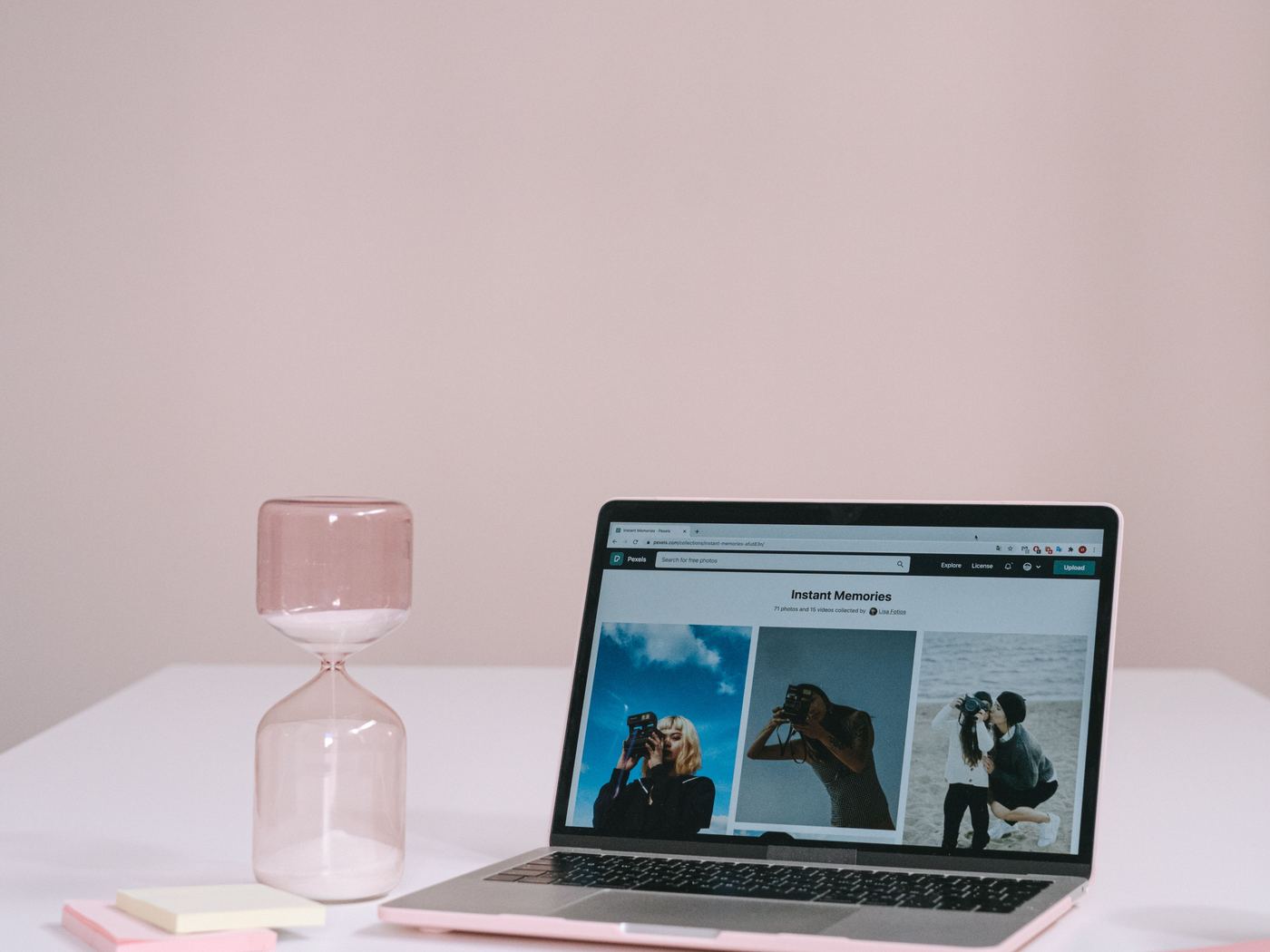 A landing page open on a laptop at a desk