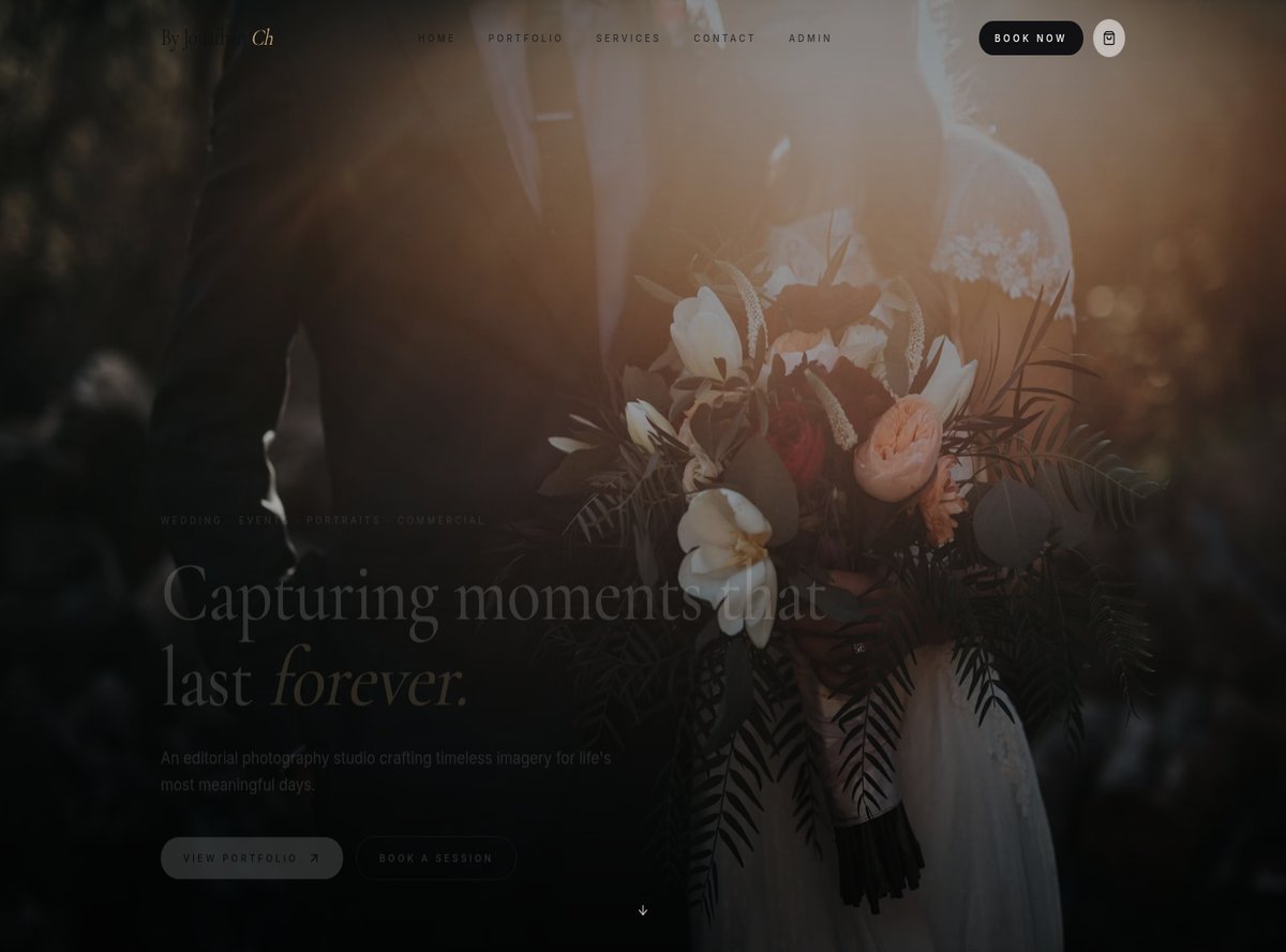 The homepage of the By Jonathan Ch photography studio site